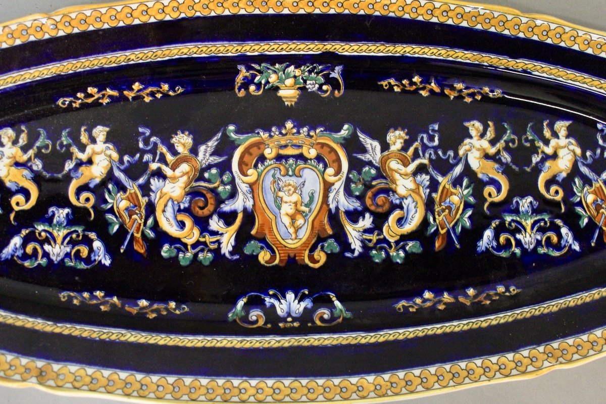 Grand Plat De Service En Faience De Gien -photo-2