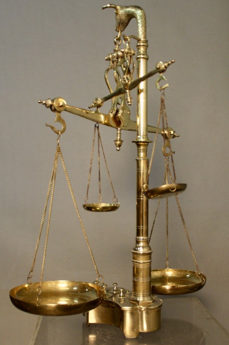 Balance En Bronze Et Laiton Double Balancier XIXème -photo-2