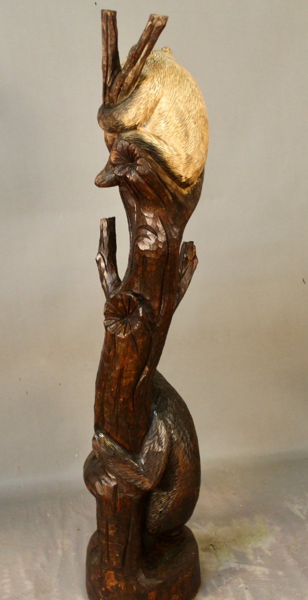 Wooden Sculpture Of 2 Bears On A Brienz Style Trunk-photo-5
