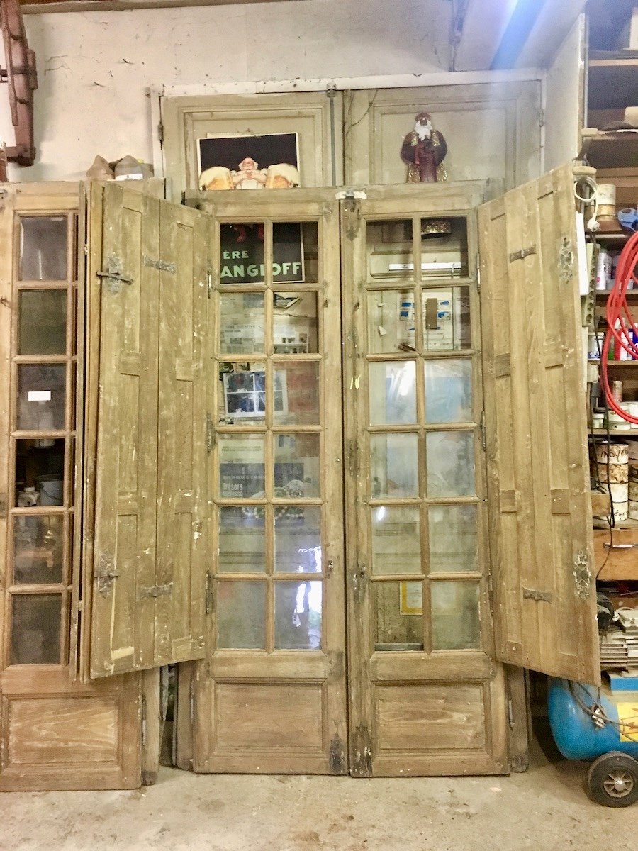 Important Woodwork Facade Of 3 Pairs Of Shuttered And Tiled Doors-photo-4