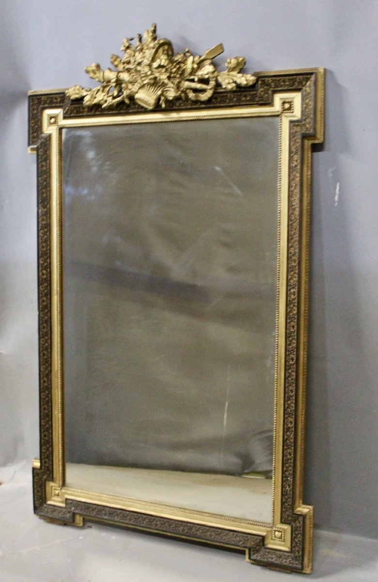 Napoleon III Mirror With Flowered Basket Fronton-photo-4