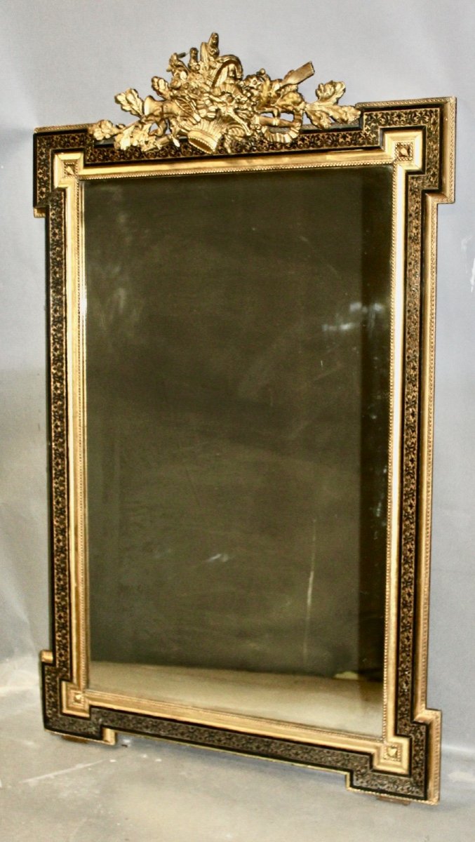 Napoleon III Mirror With Flowered Basket Fronton