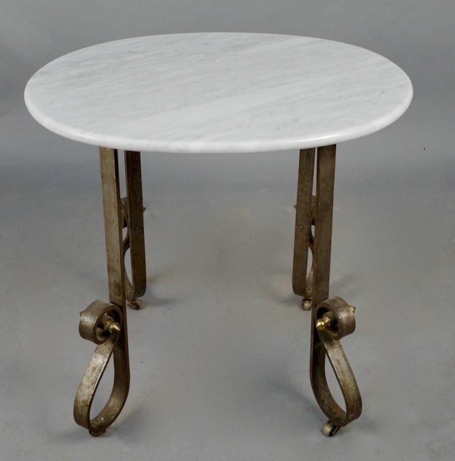 Table Ovale Art Deco Dessus Marbre 