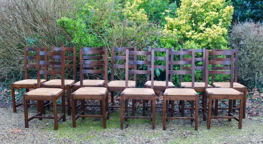 Suite Of 17 Straw Chairs With High Backs-photo-4