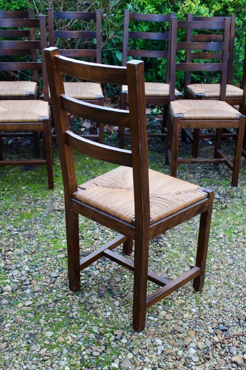 Suite Of 17 Straw Chairs With High Backs-photo-2