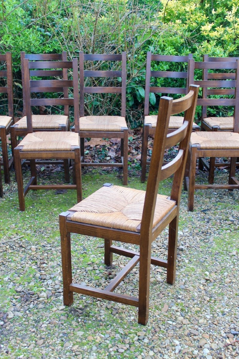 Suite Of 17 Straw Chairs With High Backs-photo-3