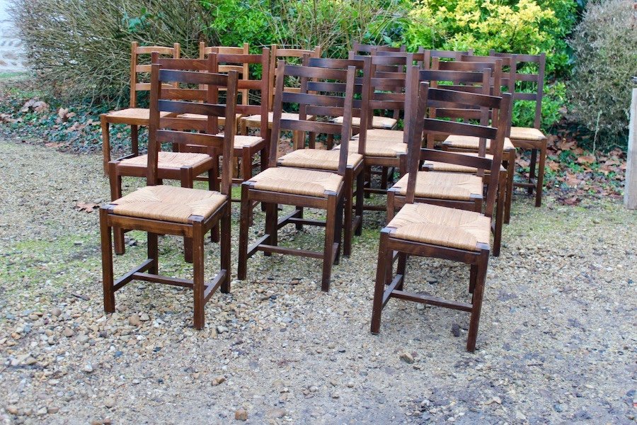 Suite Of 17 Straw Chairs With High Backs-photo-5
