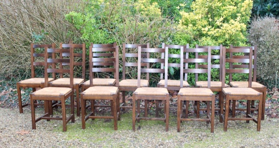 Suite Of 17 Straw Chairs With High Backs