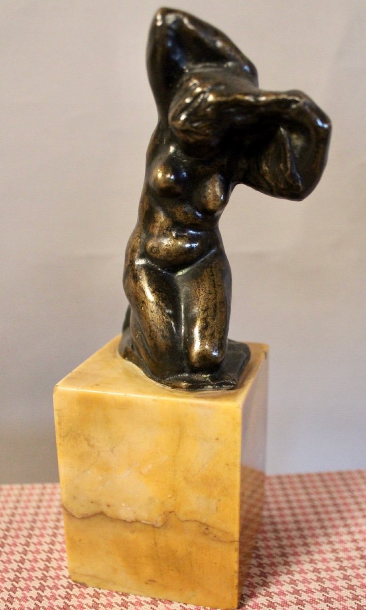 Bronze By Léon Ernest Drivier "bather Tying Her Hair"-photo-2