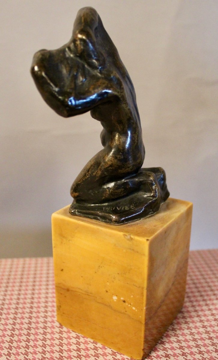 Bronze By Léon Ernest Drivier "bather Tying Her Hair"-photo-4