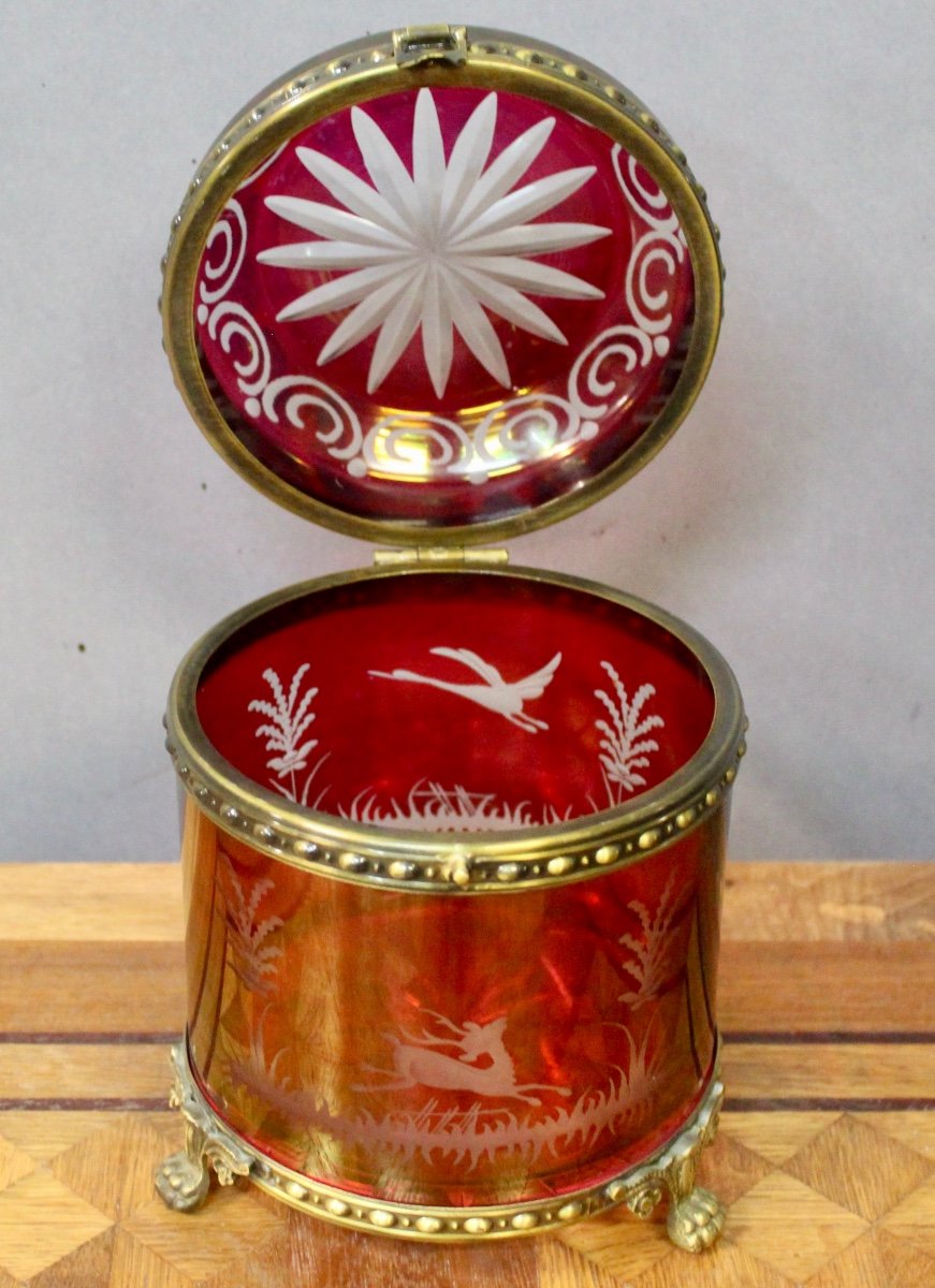 Cut Bohemian Crystal Candy Box, Red -photo-3