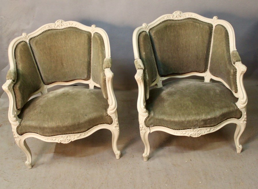 Pair Of Louis XV Style Basket Armchairs-photo-3