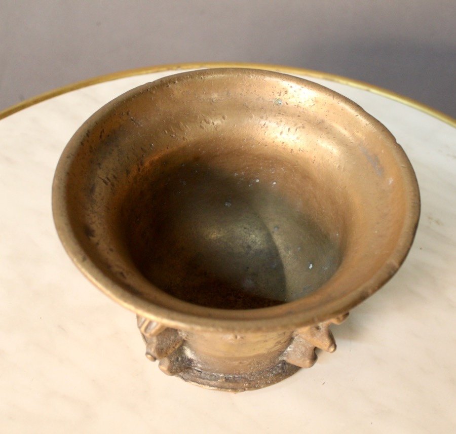 Bronze Mortar Fleurs De Lys Decor-photo-3