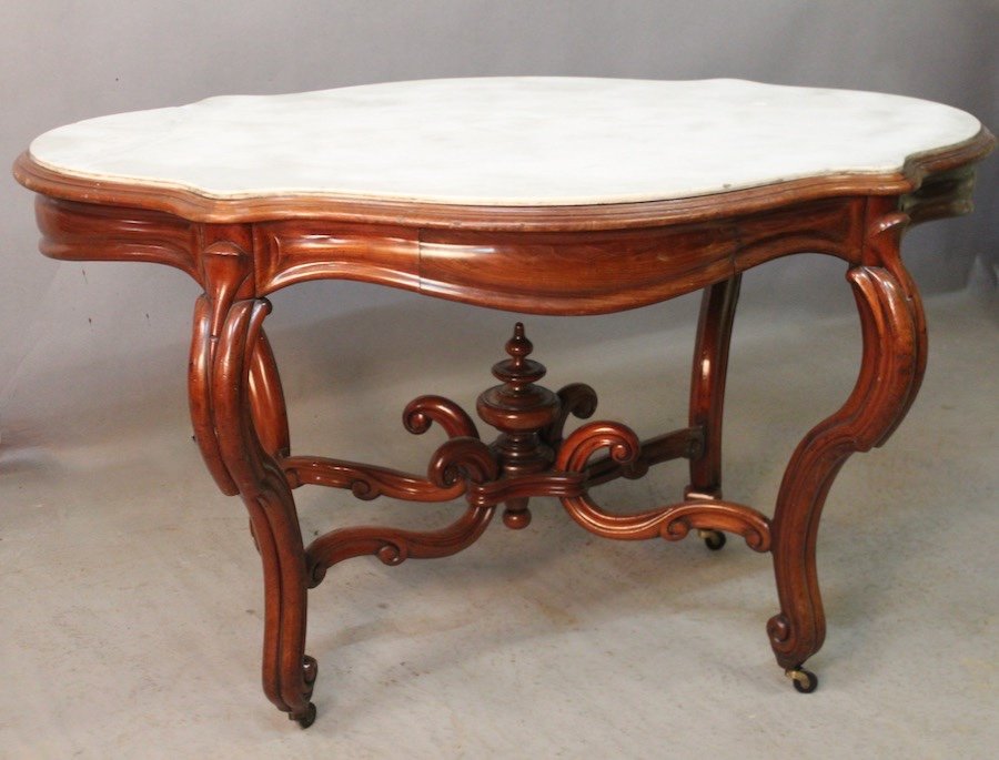 19th Century Carrara Marble Top Violin Pedestal Table-photo-2