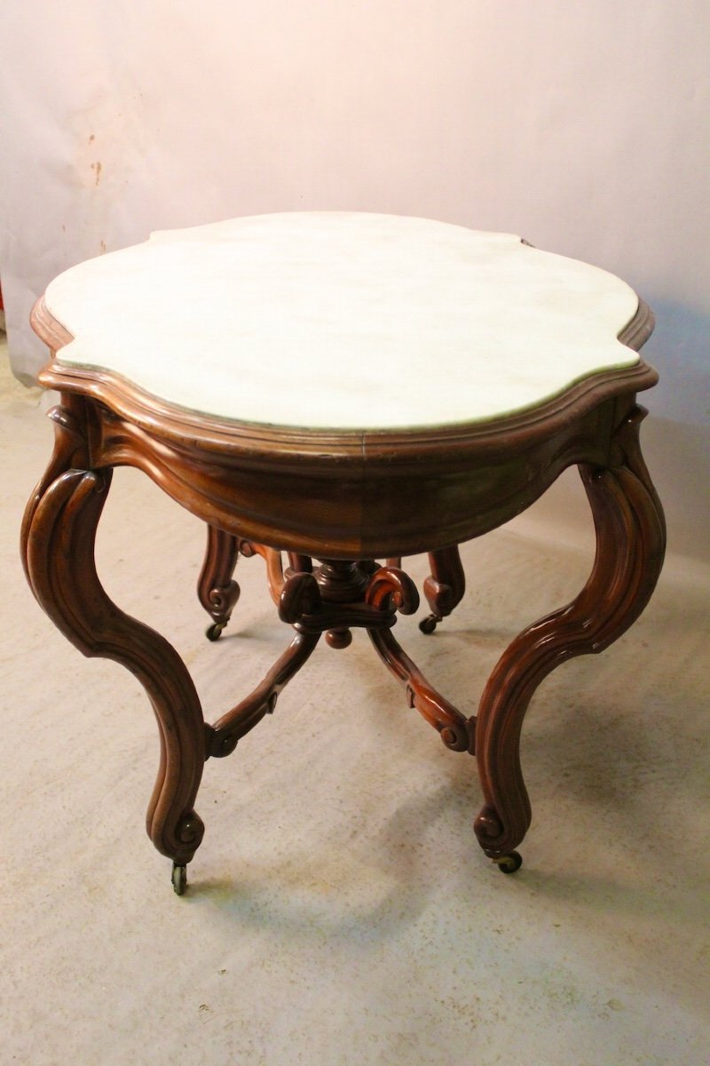 19th Century Carrara Marble Top Violin Pedestal Table-photo-4