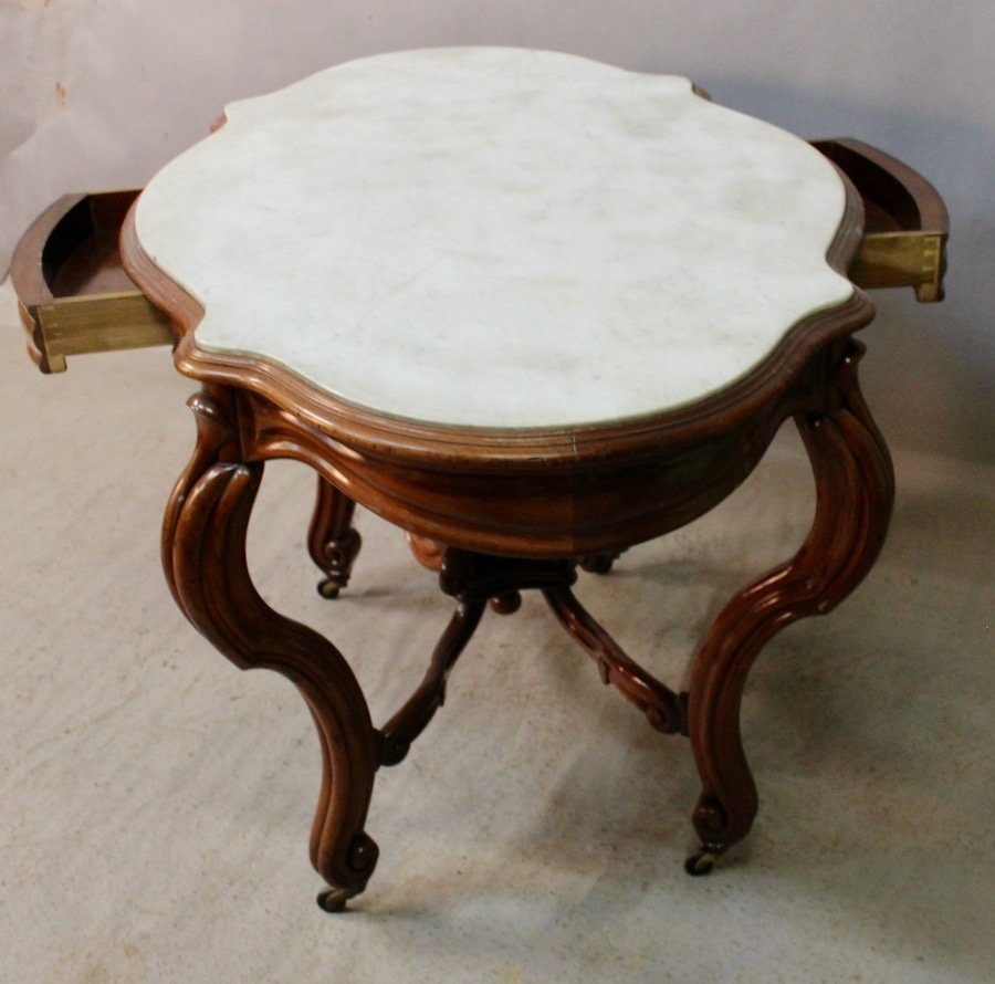 19th Century Carrara Marble Top Violin Pedestal Table-photo-5