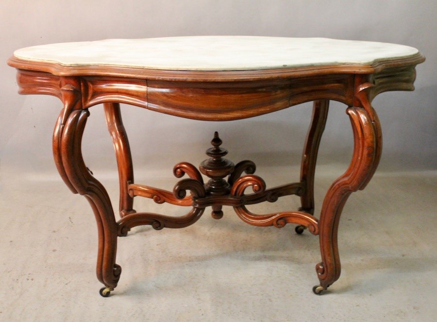 19th Century Carrara Marble Top Violin Pedestal Table
