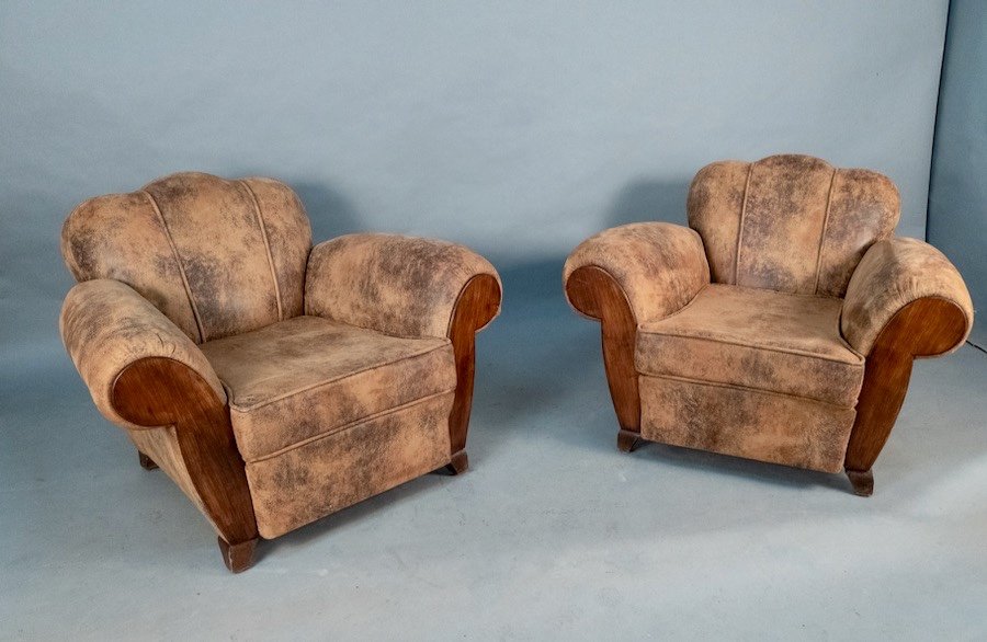 Paire De Fauteuils Club Art Deco-photo-6