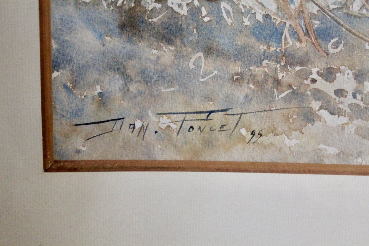 Watercolor Rooster Signed And Dated-photo-2