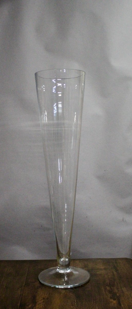 Large Trumpet Vase In Blown Glass Height 106 Cm -photo-4