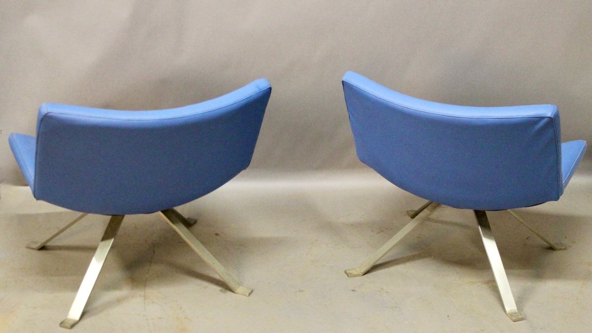 Pair Of Kesterport Skai Blue Designer Armchairs -photo-1