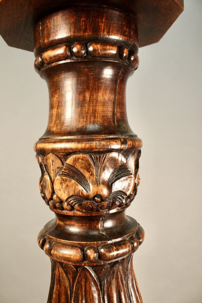 Grande Colonne Décorative En Bois Richement Sculptée-photo-3