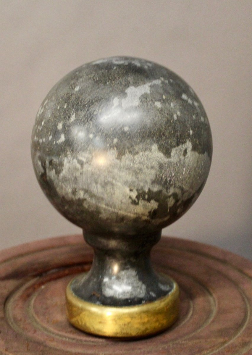 Saint Anne Grey Marble Stair Ball, 19th Century-photo-2