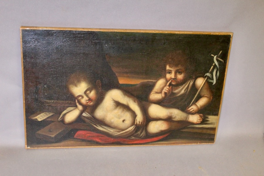 Oil On Canvas "the Cherubim" Italian School 17th Century -photo-2