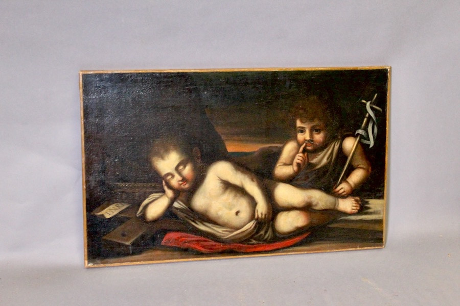 Oil On Canvas "the Cherubim" Italian School 17th Century -photo-3