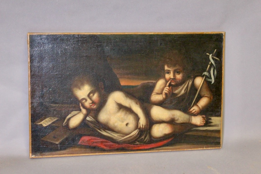 Oil On Canvas "the Cherubim" Italian School 17th Century 