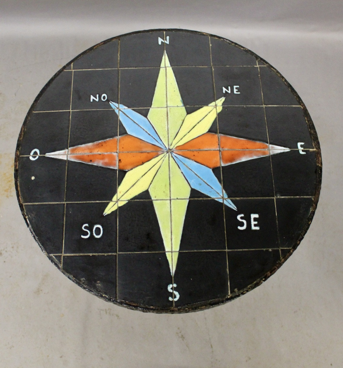 Ceramic Compass Rose Top Pedestal Table-photo-5