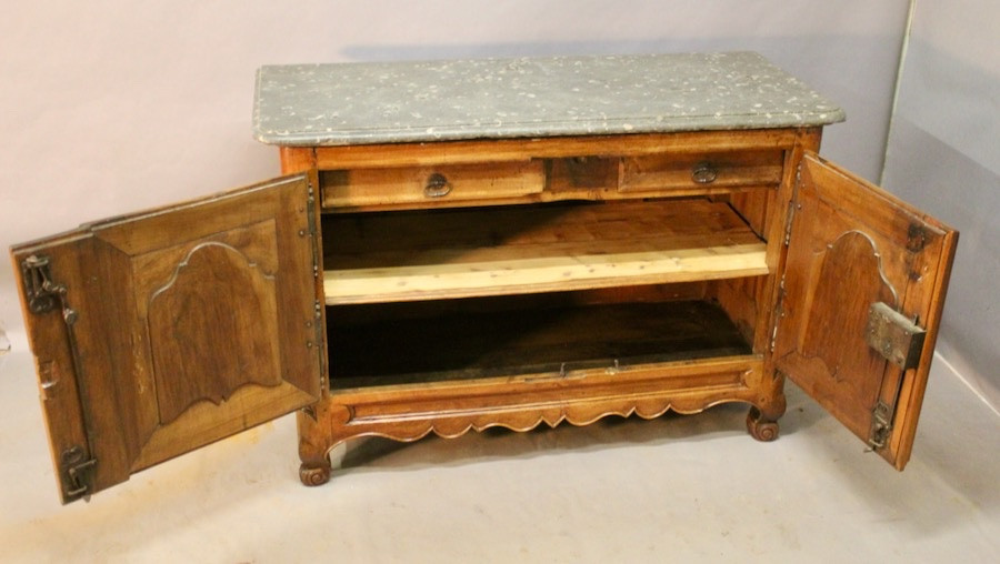 Walnut Buffet With Saint-cyr Stone Top, France, 18th Century-photo-3