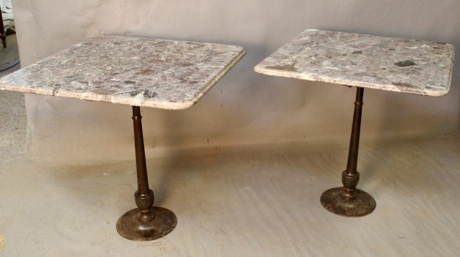 Paire de tables de bistrot dessus marbre veiné-photo-4