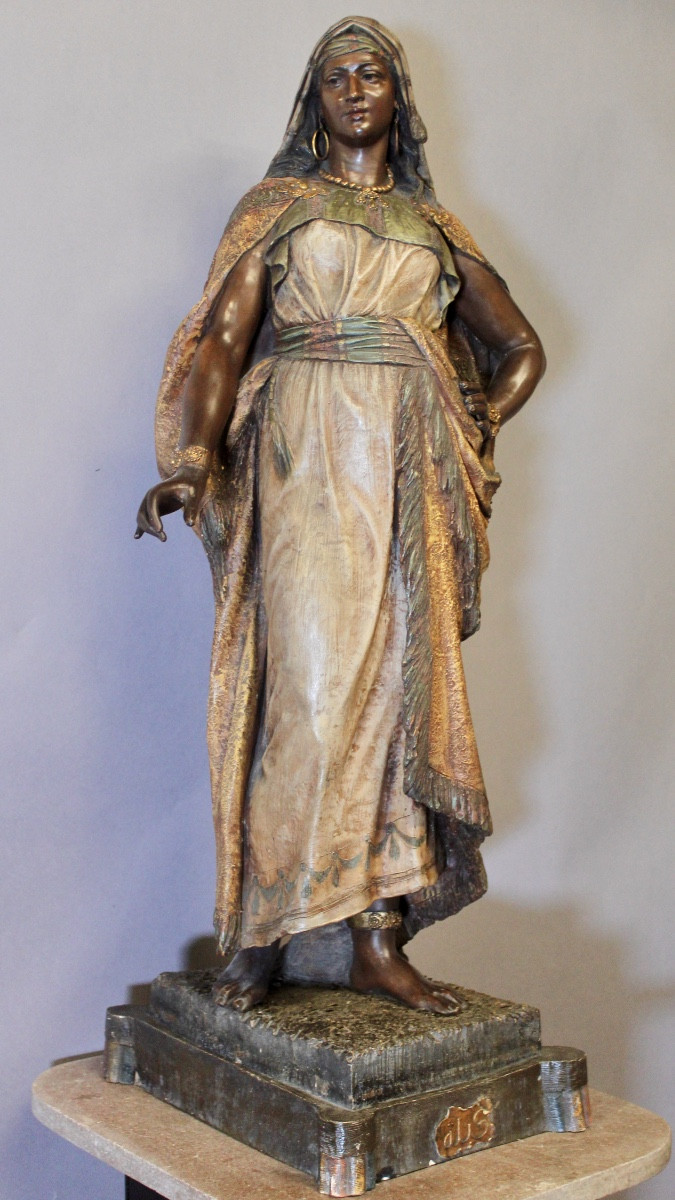 Polychrome Terracotta Representing Alba After Friedrich Goldscheider (1845-1897)