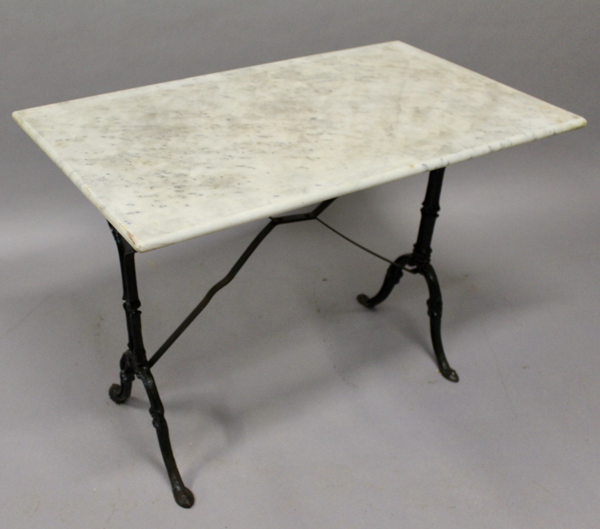 Bistro Table With Marble Top And Cast Iron Base-photo-2