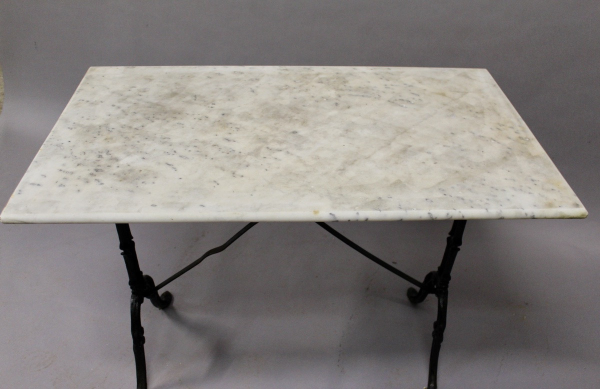 Bistro Table With Marble Top And Cast Iron Base-photo-4
