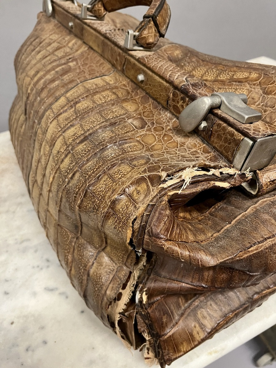 Vintage Reptile Leather Suitcase-photo-3