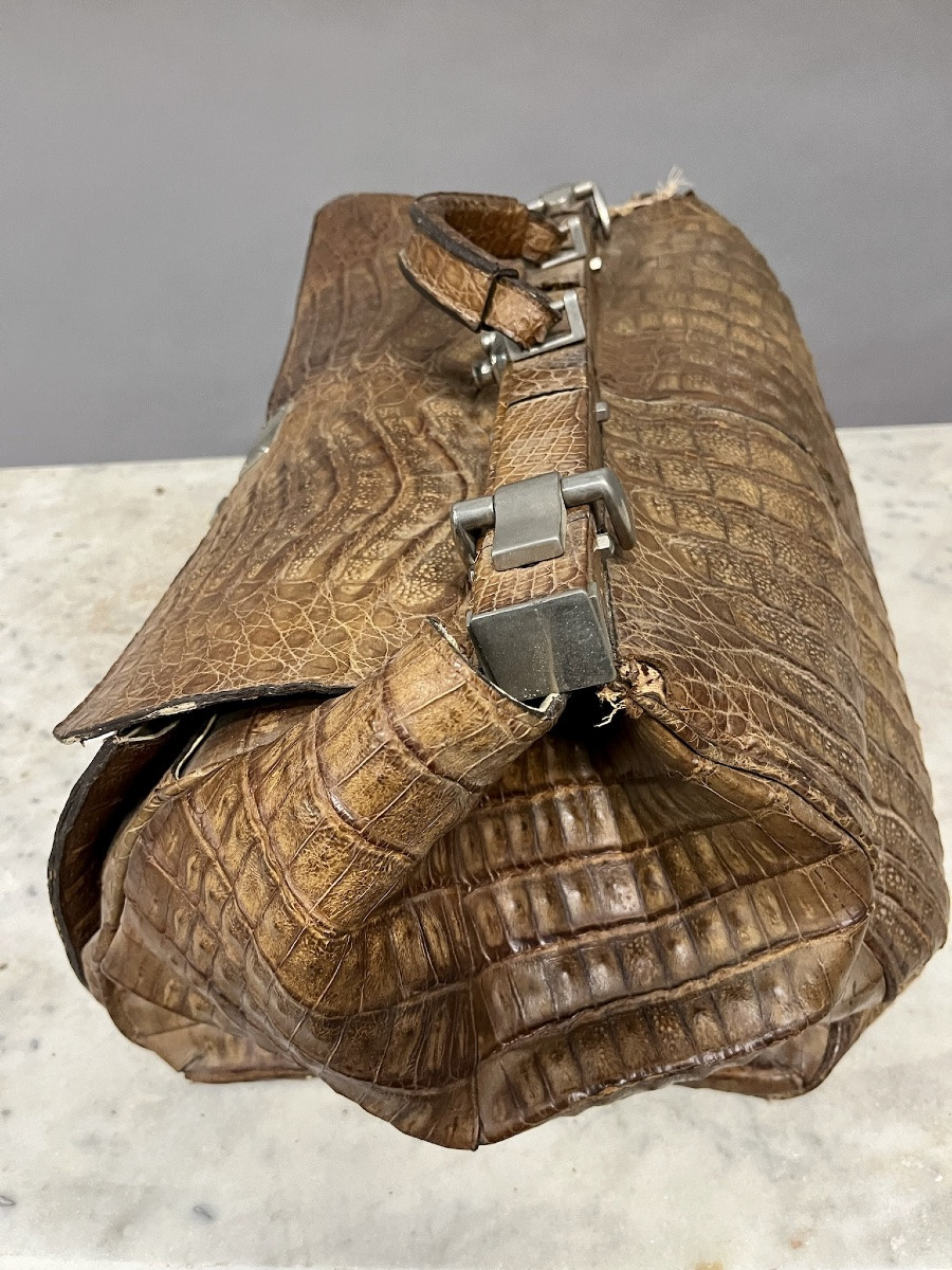 Vintage Reptile Leather Suitcase-photo-5