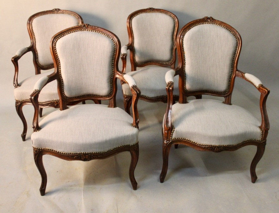 Ensemble de 4 fauteuils Cabriolet Louis XV-photo-1
