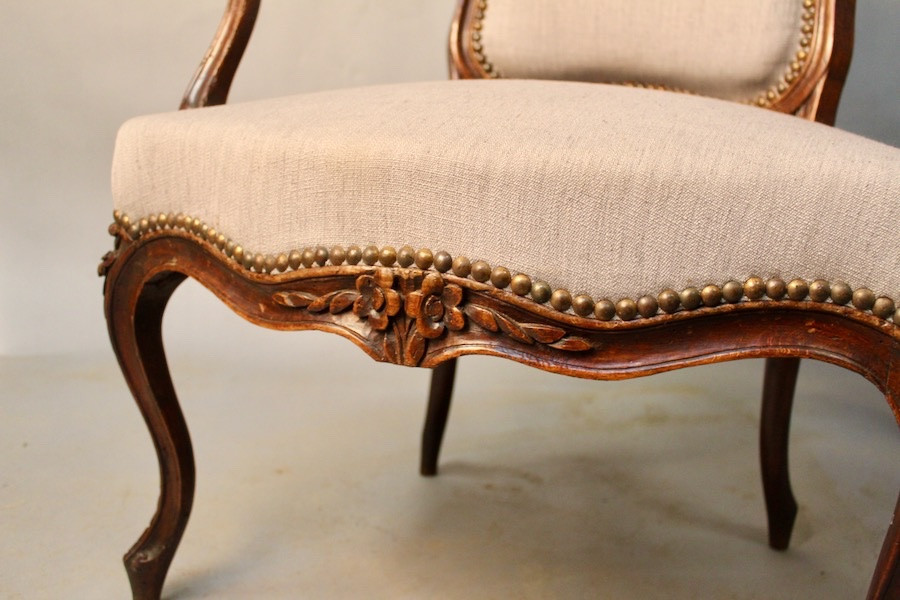 Ensemble de 4 fauteuils Cabriolet Louis XV-photo-8