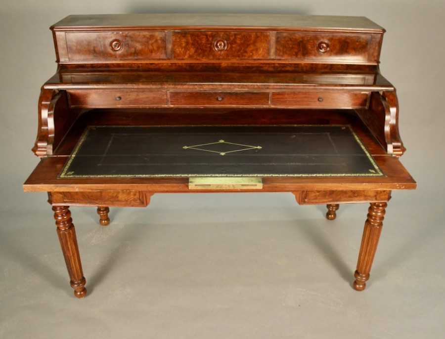 Bureau à gradins en noyer et ronce de noyer XIXème-photo-4