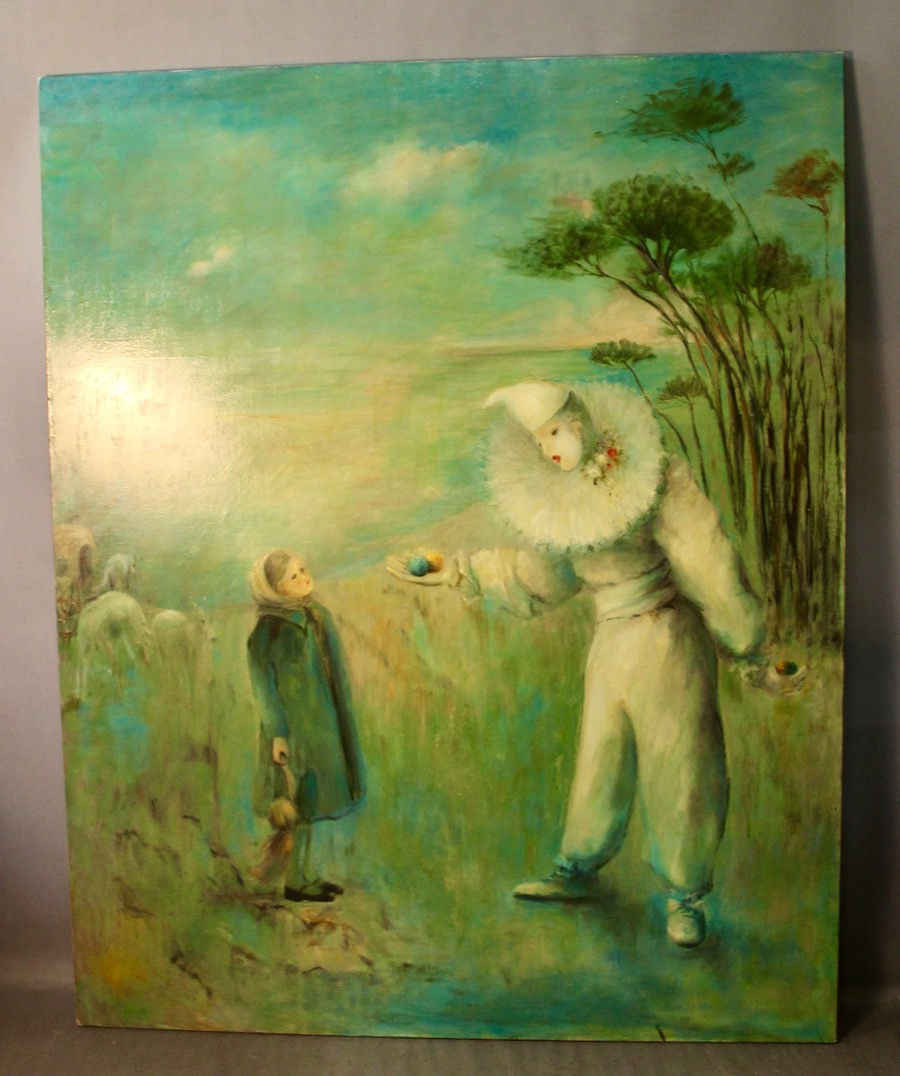 Grande Huile sur toile "Pierrot"-photo-2