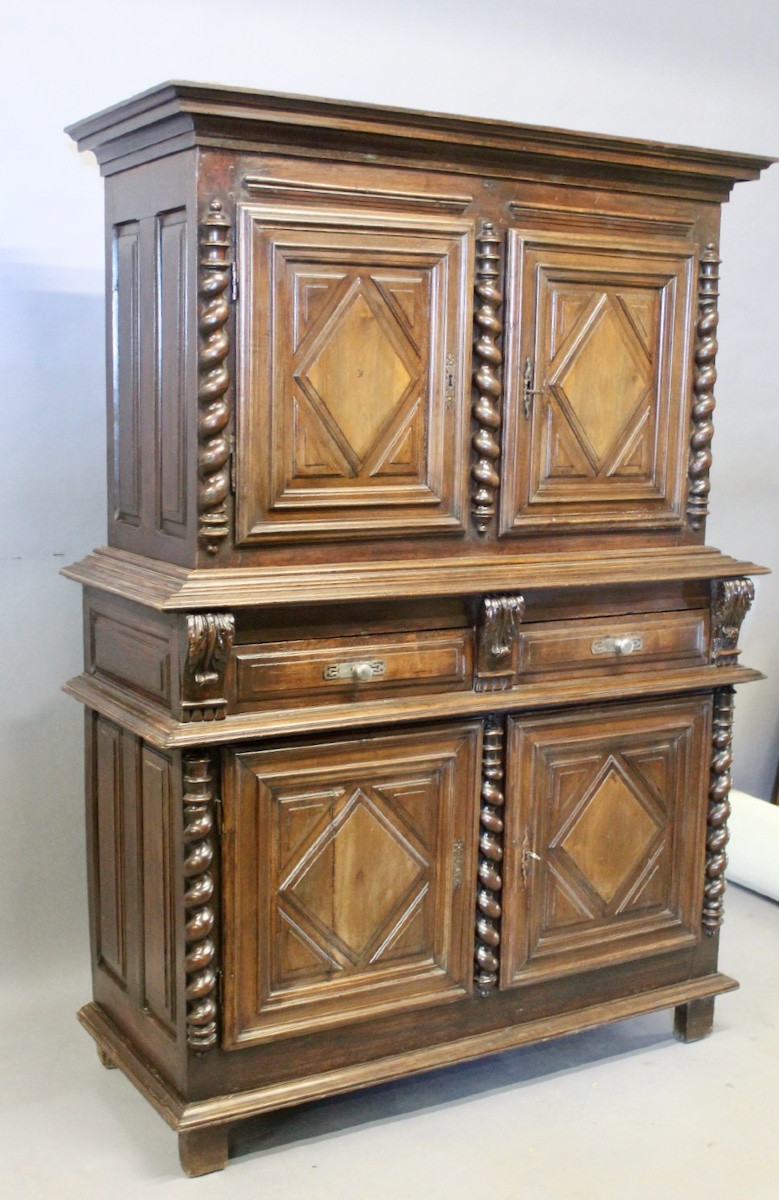 Louis XIII Four-door Sideboard In Walnut, Late 17th Century-photo-6