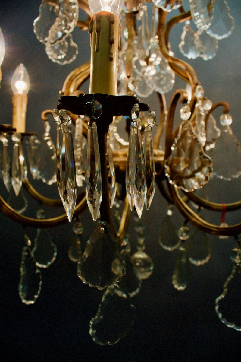 Lustre à pampilles, cristal, à 7 bras de lumière-photo-1