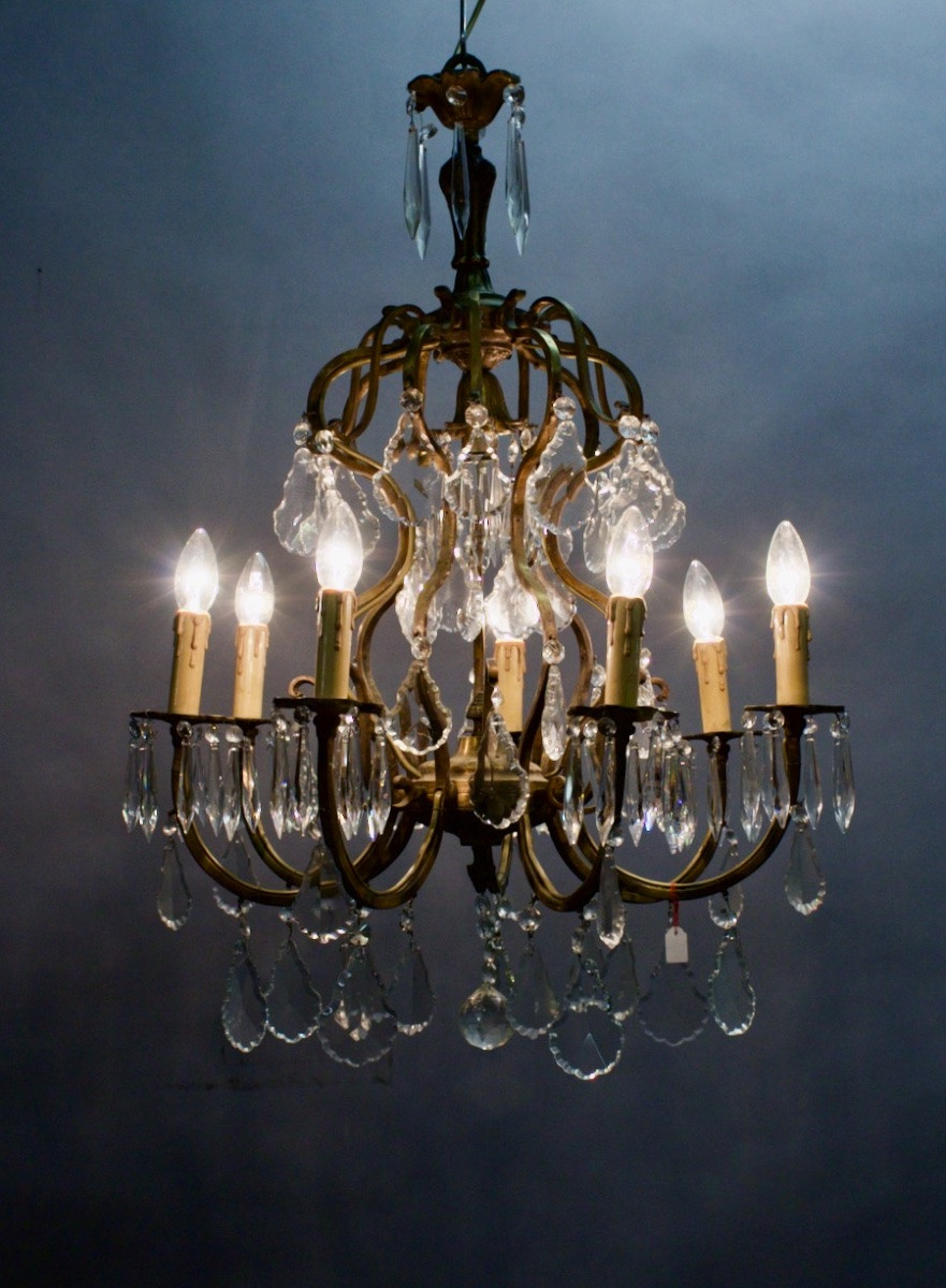 Lustre à pampilles, cristal, à 7 bras de lumière-photo-3