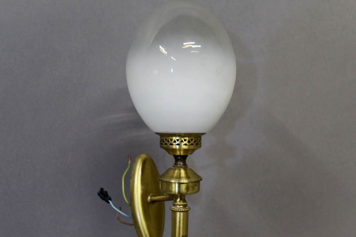 Paire d'appliques de type torchères en laiton -photo-3