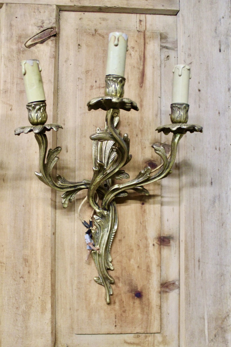 Paire d'appliques murales en bronze XIXème-photo-4