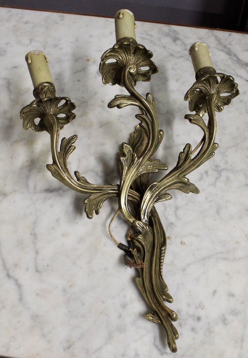Paire d'appliques murales en bronze XIXème-photo-3