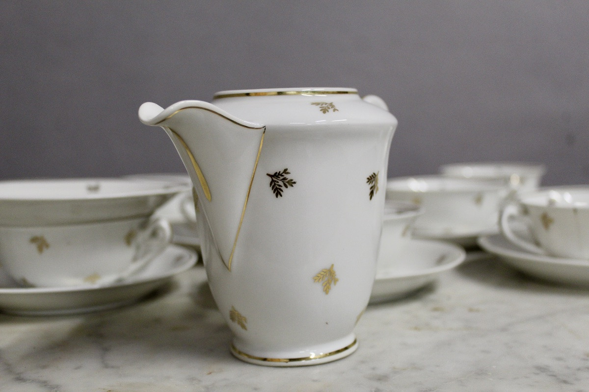 PORAL, LIMOGES FRANCE, Partie de service à thé en porcelaine blanche-photo-2