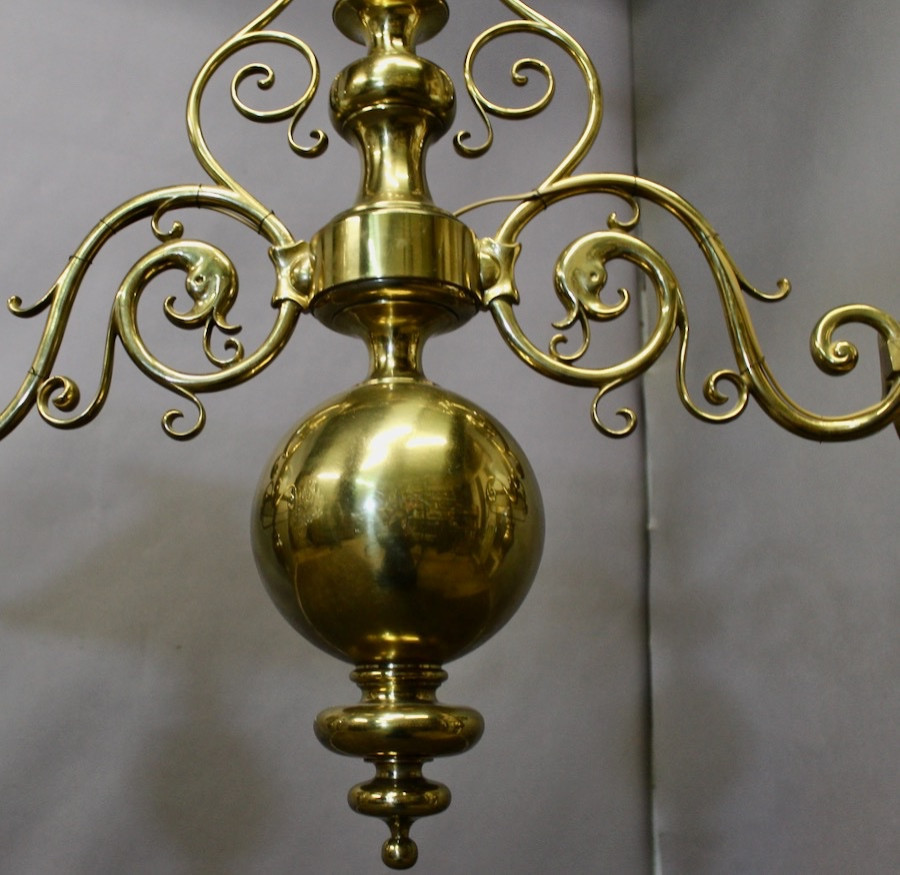 Important lustre de billard en laiton massif Napoléon III-photo-1